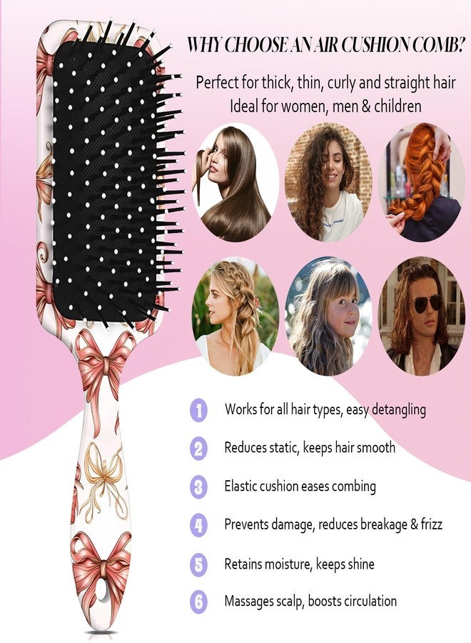 GABraden Paddle Detangler Hair Brush,Soft Bristles for Effortless Tangle Removal,Minimal Frizz and Breakage,Cute Detangling Hair Brush for Women Men Boys Girls Wet Dry All Hair Types(Pink Bow-08) - Image 5